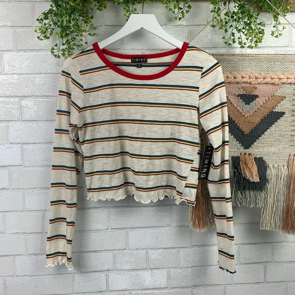 Timing Retro Striped Crop Top Size Medium